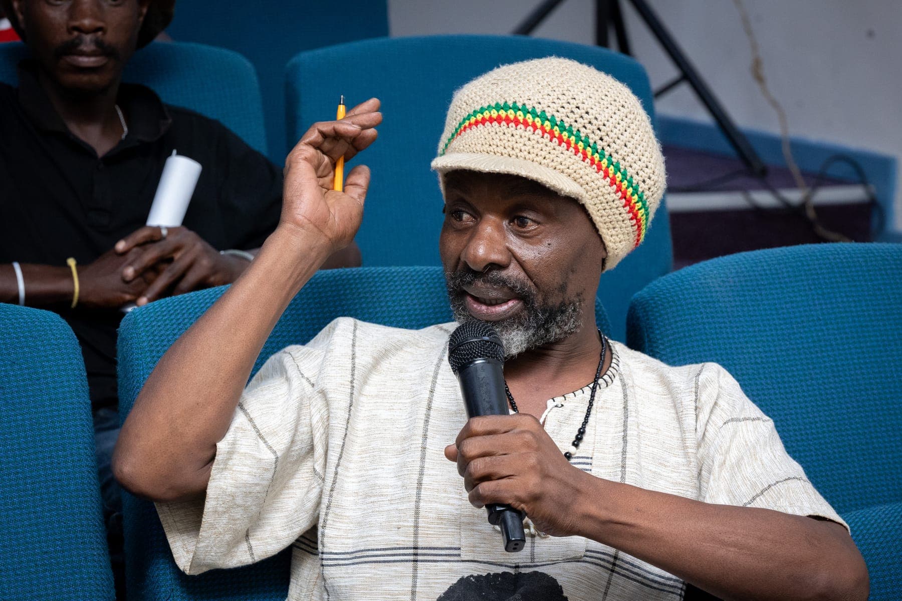 Workshop facilitator presenting to artists